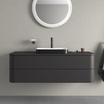 DURAVIT HAPPY D.2 PLUS skříňka pod umyvadlo 130x40,8x55 cm, 2 zásuvky, Push-open, Graphit super matt HP497208080 Obrázek - fotka