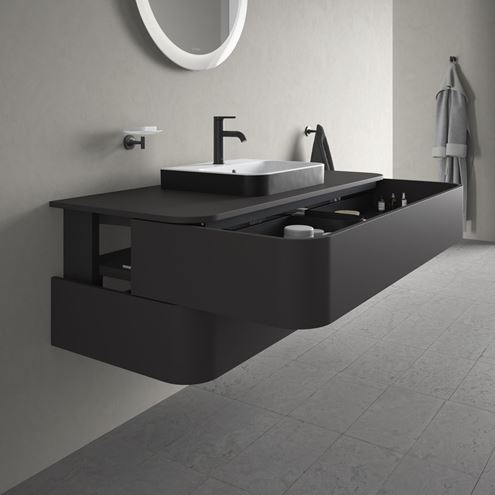 DURAVIT HAPPY D.2 PLUS skříňka pod umyvadlo 130x40,8x55 cm, 2 zásuvky, Push-open, Graphit super matt HP497208080 Obrázek - fotka