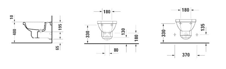 DURAVIT 1930 závěsný bidet 0266100000 Technický nákres