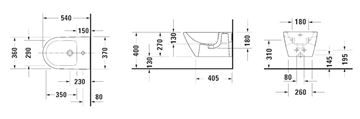 DURAVIT D-NEO závěsný bidet 2295150000 Technický nákres