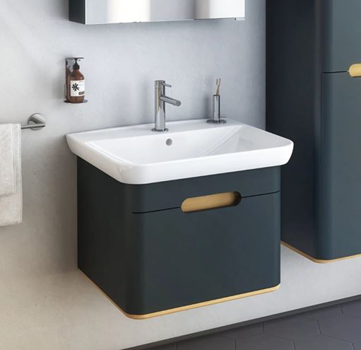 VITRA SENTO skříňka s umyvadlem 63x48,5x52 cm, 1 zásuvka, s osvětlením, antracite mat 60818 Obrázek - fotka
