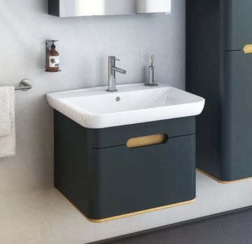 VITRA SENTO skříňka s umyvadlem 63x48,5x52 cm, 1 zásuvka, s osvětlením, antracite mat 60818 Obrázek - fotka