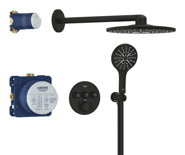 GROHE GROHTHERM SMARTCONTROL sprchový set s podomítkovou termostatickou baterií, horní sprcha, ruční sprcha se 3 proudy, hadice, držák, Water Saving, phantom black 34863KF0 Obrázek - Hlavní obrázek