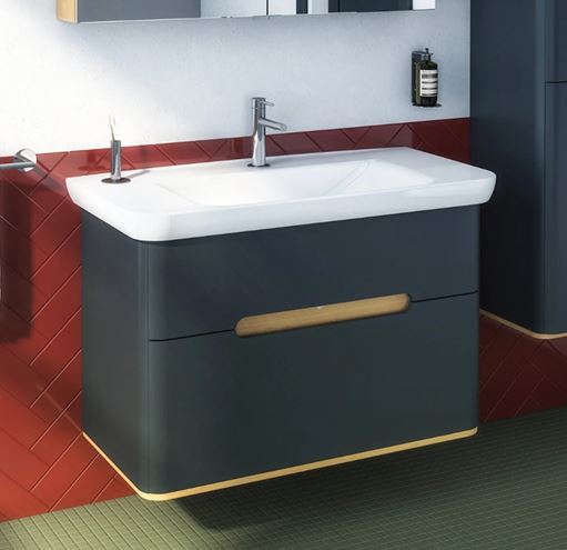 VITRA SENTO skříňka s umyvadlem 98x48,5x67,5 cm, 2 zásuvky, s osvětlením, antracite mat 60838 Obrázek - fotka