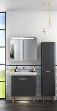 VITRA SENTO skříňka s umyvadlem 63x48,5x68,5 cm, 2 dvířka, s osvětlením, antracite mat 60805 Obrázek - fotka