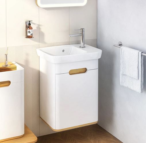 VITRA SENTO skříňka s umyvadlem 50x37,5x68,5 cm, 1 dvířka, panty vlevo, s osvětlením, white mat 60779 Obrázek - fotka