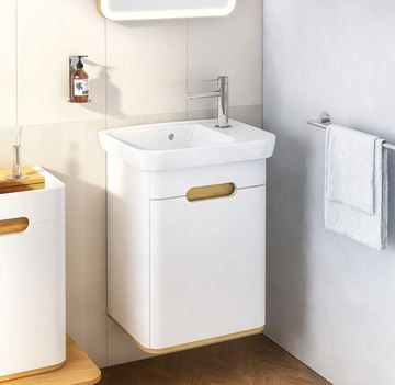 VITRA SENTO skříňka s umyvadlem 50x37,5x68,5 cm, 1 dvířka, panty vlevo, s osvětlením, white mat 60779 Obrázek - fotka