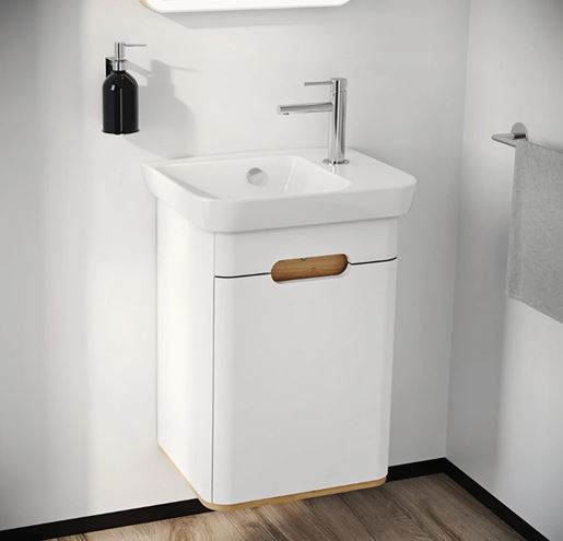 VITRA SENTO skříňka s umyvadlem 50x37,5x68,5 cm, 1 dvířka, panty vlevo, s osvětlením, white mat 60779 Obrázek - fotka