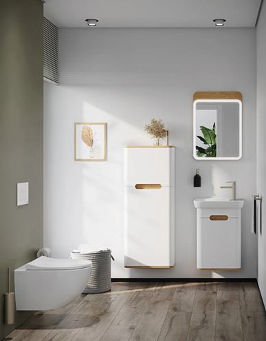 VITRA SENTO skříňka s umyvadlem 50x37,5x68,5 cm, 1 dvířka, panty vlevo, s osvětlením, white mat 60779 Obrázek - fotka