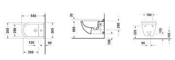 DURAVIT STARCK 3 závěsný bidet 2280150000 Technický nákres