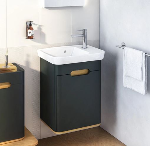 VITRA SENTO skříňka s umyvadlem 50x37,5x68,5 cm, 1 dvířka, panty vlevo, s osvětlením, antracite mat 60803 Obrázek - fotka