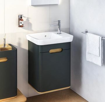 VITRA SENTO skříňka s umyvadlem 50x37,5x68,5 cm, 1 dvířka, panty vlevo, s osvětlením, antracite mat 60803 Obrázek - fotka