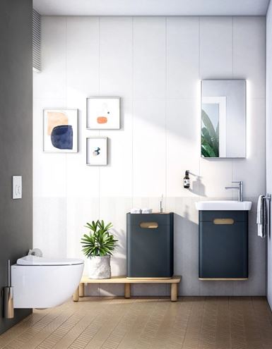 VITRA SENTO skříňka s umyvadlem 50x37,5x68,5 cm, 1 dvířka, panty vlevo, s osvětlením, antracite mat 60803 Obrázek - fotka