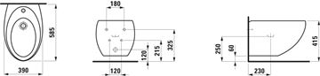 LAUFEN ILBAGNOALESSI ONE závěsný bidet, LCC H8309714003041 Technický nákres