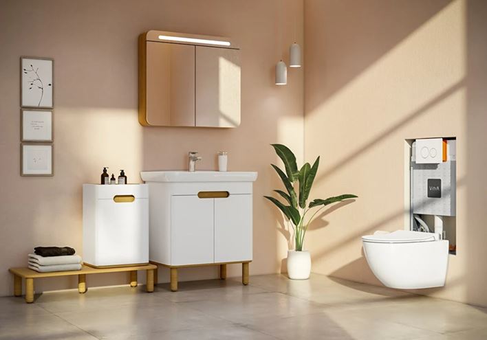 VITRA SENTO skříňka s umyvadlem 78x48,5x68,5 cm, 2 dvířka, s osvětlením, white mat 60785 Obrázek - fotka