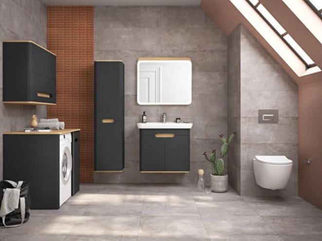 VITRA SENTO skříňka s umyvadlem 78x48,5x68,5 cm, 2 dvířka, s osvětlením, antracite mat 60809 Obrázek - fotka