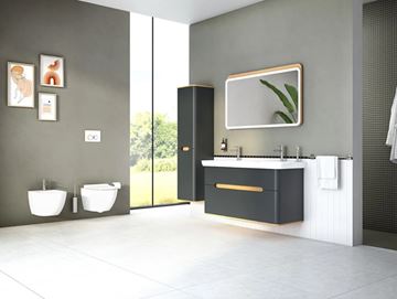 VITRA SENTO skříňka s dvojumyvadlem 130x48x68,5 cm, 2 zásuvky, s osvětlením, antracite mat 61189 Obrázek - fotka