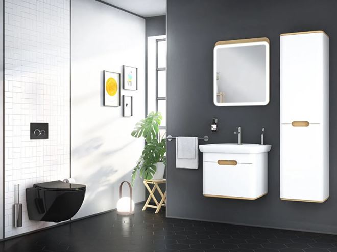 VITRA SENTO skříňka s umyvadlem 63x48,5x52 cm, 1 zásuvka, s osvětlením, white mat 60812 Obrázek - fotka