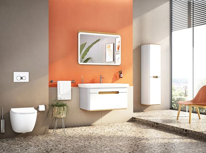VITRA SENTO skříňka s umyvadlem 98x48,5x52 cm, 1 zásuvka, s osvětlením, white mat 60814 Obrázek - fotka