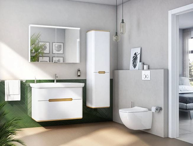 VITRA SENTO skříňka s umyvadlem 98x48,5x68,5 cm, 2 zásuvky, s osvětlením, white mat 60826 Obrázek - fotka