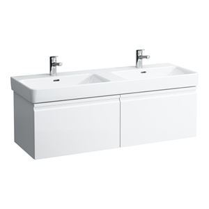 LAUFEN PRO S skříňka pod dvojumyvadlo 125,8x45x39,7 cm, 2 zásuvky, lesklá bílá