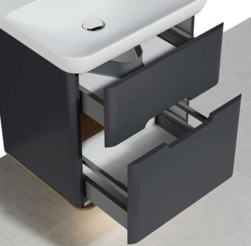 VITRA SENTO skříňka s umyvadlem 63x48,5x68,5 cm, 2 zásuvky, s osvětlením, antracite mat 60834 Obrázek - fotka