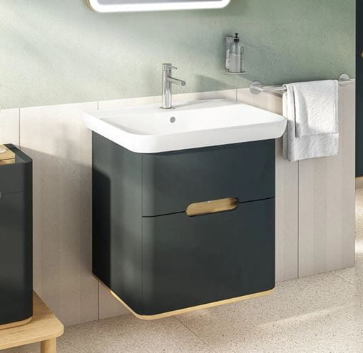 VITRA SENTO skříňka s umyvadlem 63x48,5x68,5 cm, 2 zásuvky, s osvětlením, antracite mat 60834 Obrázek - fotka