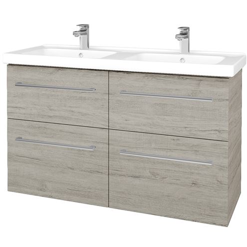 DŘEVOJAS BIG INN SZZ4 125 skříňka s dvojumyvadlem 125x47x72 cm, 4 zásuvky, úchytka chrom, oregon 27752-T03 Obrázek - Hlavní obrázek