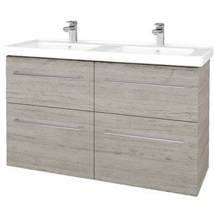 DŘEVOJAS BIG INN SZZ4 125 skříňka s dvojumyvadlem 125x47x72 cm, 4 zásuvky, úchytka chrom, oregon