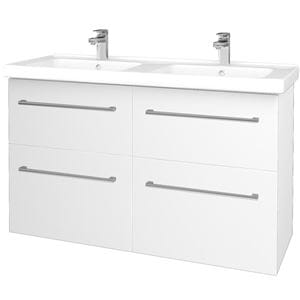 DŘEVOJAS BIG INN SZZ4 125 skříňka s dvojumyvadlem 125x47x72 cm, 4 zásuvky, úchytka chrom, bílá lesk/bílá vysoký lesk