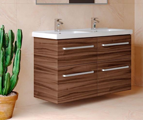 DŘEVOJAS BIG INN SZZ4 125 skříňka s dvojumyvadlem 125x47x72 cm, 4 zásuvky, úchytka chrom, bílá lesk/bílá vysoký lesk 27257-T03 Obrázek - fotka