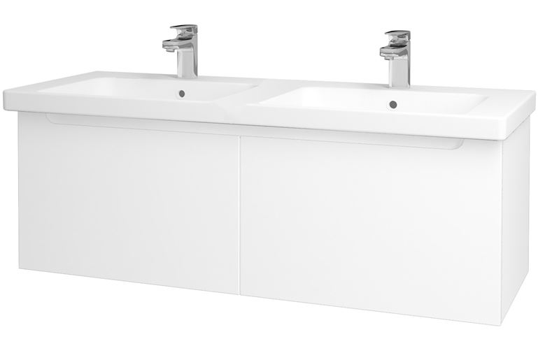 DŘEVOJAS COLOR SZZ 125 skříňka s dvojumyvadlem 125x47x42 cm, 2 zásuvky, bílá lesk/bílá vysoký lesk 23518-T30 Obrázek - Hlavní obrázek