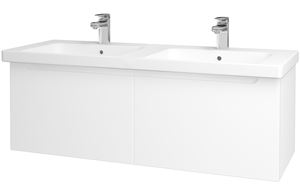 DŘEVOJAS COLOR SZZ 125 skříňka s dvojumyvadlem 125x47x42 cm, 2 zásuvky, bílá lesk/bílá vysoký lesk