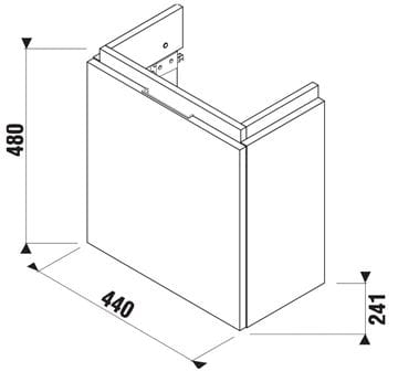 JIKA CUBITO PURE skříňka pod umývátko 44x24,1x48 cm, 1 dvířka, lesklá bílá H40J4201005001 Technický nákres