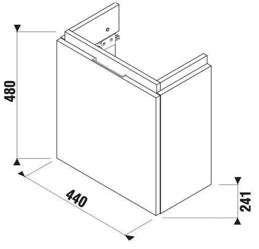 JIKA CUBITO PURE skříňka pod umývátko 44x24,1x48 cm, 1 dvířka, lesklá bílá H40J4201005001 Technický nákres