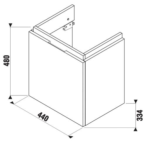 JIKA CUBITO PURE skříňka pod umývátko 44x33,4x48 cm, 1 zásuvka, Push-open, dub H40J4213015191 Technický nákres