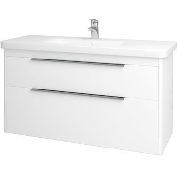 DŘEVOJAS ENZO SZZ2 120 skříňka s umyvadlem 120x48x62 cm, 2 zásuvky, bílá vysoký lesk