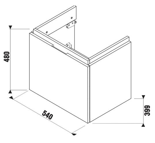 JIKA CUBITO PURE skříňka pod umyvadlo 54x39,9x48 cm, 1 zásuvka, Push-open, dub H40J4223015191 Technický nákres