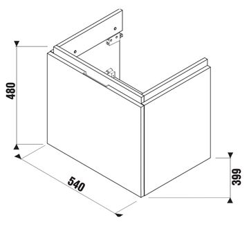 JIKA CUBITO PURE skříňka pod umyvadlo 54x39,9x48 cm, 1 zásuvka, Push-open, dub H40J4223015191 Technický nákres