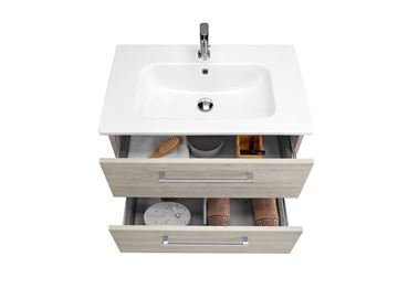 DŘEVOJAS GIO SZZ2 80 skříňka s umyvadlem 78x47x56,1 cm, 2 zásuvky, úchytka chrom, bílá lesk/bílá vysoký lesk 81914-T03 Obrázek - fotka
