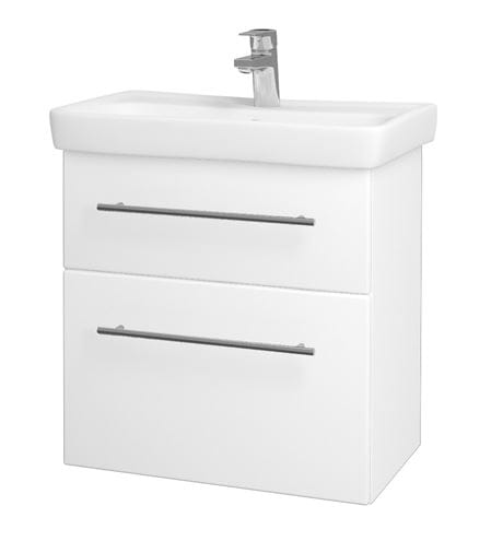DŘEVOJAS GO SZZ2 60 skříňka s umyvadlem 60x38x56 cm, 2 zásuvky, úchytka ocel, bílá lesk/bílá vysoký lesk 20760-T02 Obrázek - Hlavní obrázek