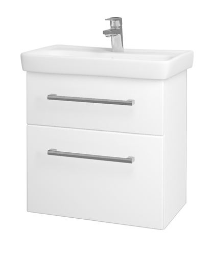 DŘEVOJAS GO SZZ2 60 skříňka s umyvadlem 60x38x56 cm, 2 zásuvky, úchytka chrom, bílá lesk/bílá vysoký lesk 20760-T03 Obrázek - Hlavní obrázek