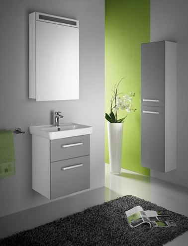 DŘEVOJAS GO SZZ2 60 skříňka s umyvadlem 60x38x56 cm, 2 zásuvky, úchytka chrom, bílá lesk/bílá vysoký lesk 20760-T03 Obrázek - fotka