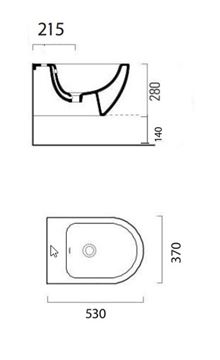 CONCEPT 300 závěsný bidet, Cataglaze BSRCO300 Technický nákres