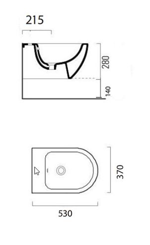 CONCEPT 300 závěsný bidet, Cataglaze BSRCO300 Technický nákres