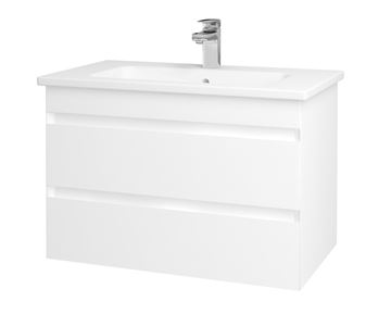 DŘEVOJAS MAJESTY SZZ2 80 skříňka s umyvadlem 78x47,5x50 cm, 2 zásuvky, bílá vysoký lesk