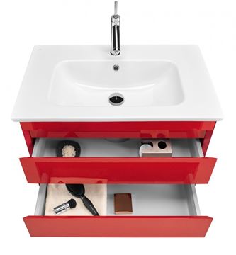 DŘEVOJAS MAJESTY SZZ2 80 skříňka s umyvadlem 78x47,5x50 cm, 2 zásuvky, červená vysoký lesk 83758-T30 Obrázek - fotka