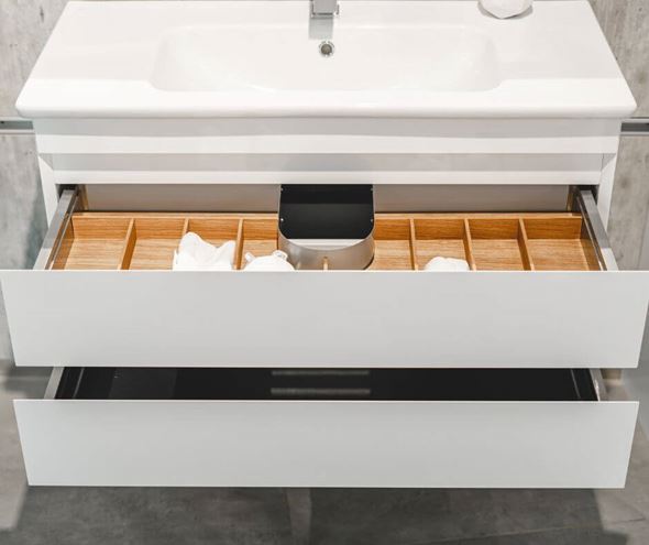 DŘEVOJAS MAJESTY SZZ2 80 skříňka s umyvadlem 78x47,5x50 cm, 2 zásuvky, červená vysoký lesk 83758-T30 Obrázek - fotka