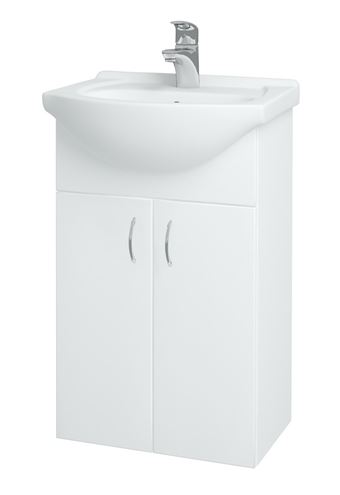 DŘEVOJAS PLUTO SZD2 50 skříňka s umyvadlem 49,5x42x73,9 cm, 2 dvířka, lesklá bílá 52310-T41 Obrázek - Hlavní obrázek