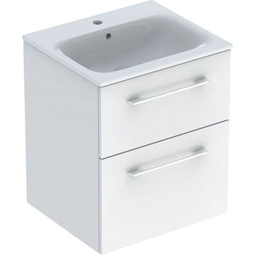 GEBERIT SELNOVA SQUARE skříňka s umyvadlem 55x48x65,2 cm, 2 zásuvky, lesklá bílá